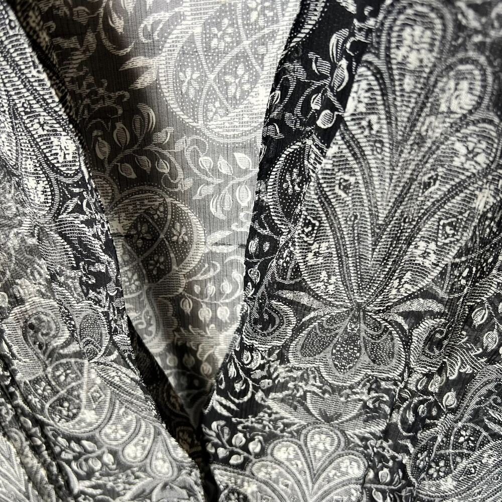 Charter Club Blouse Womens Size 8P Black Sheer Paisley Floral 100% Silk Goth - Picture 12 of 16